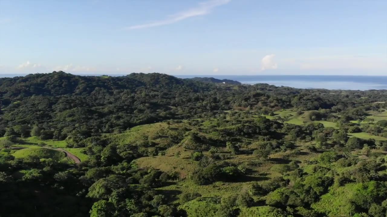 Aerial view of the hills and forest of Finca La Encantada